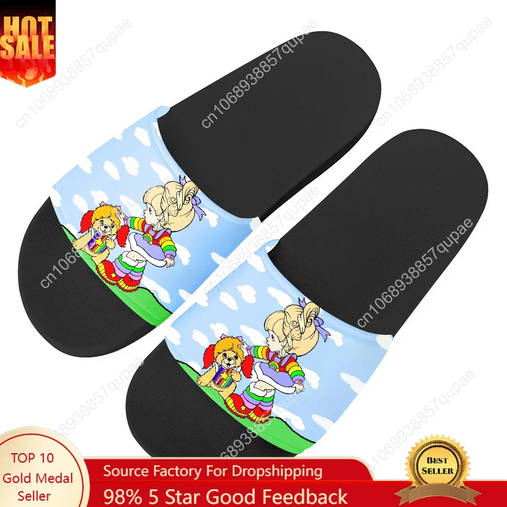 

Тапочки Rainbow Brite, домашние тапочки, милые мультяшные мужские и женские пляжные сандалии для бассейна, модные летние тапочки на заказ