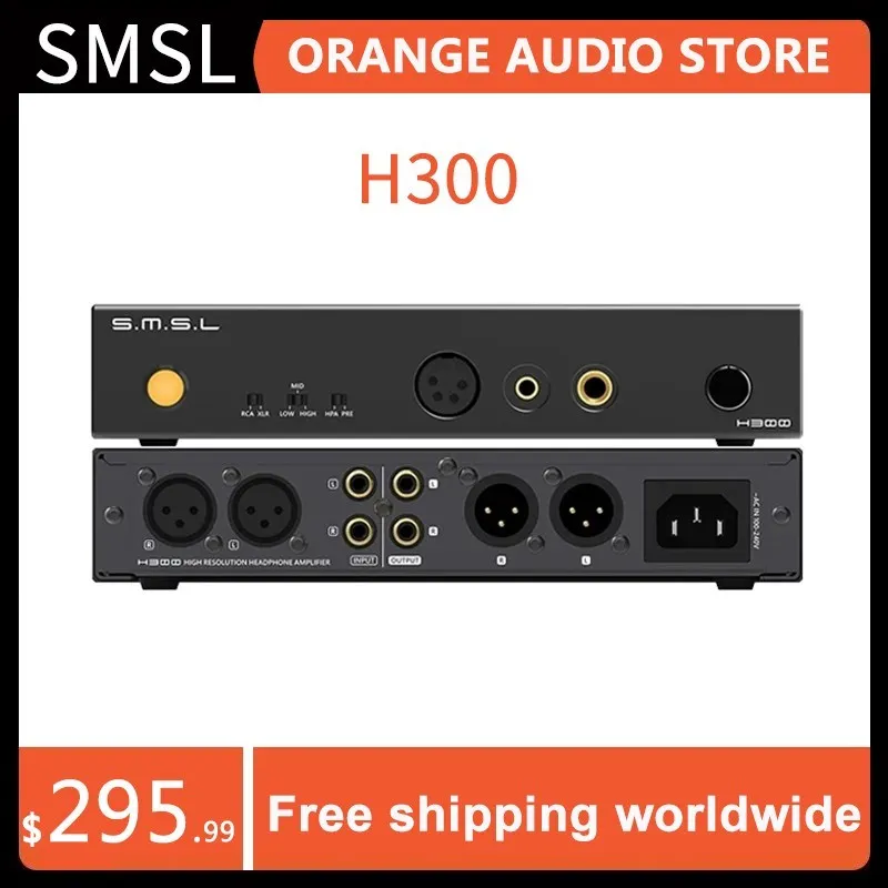 SMSL H300 Headphone Amplifier Full Balanced 6.35mm 4.4mm XLR RCA Preamp Output 133dB 3nd gear gain For Headset