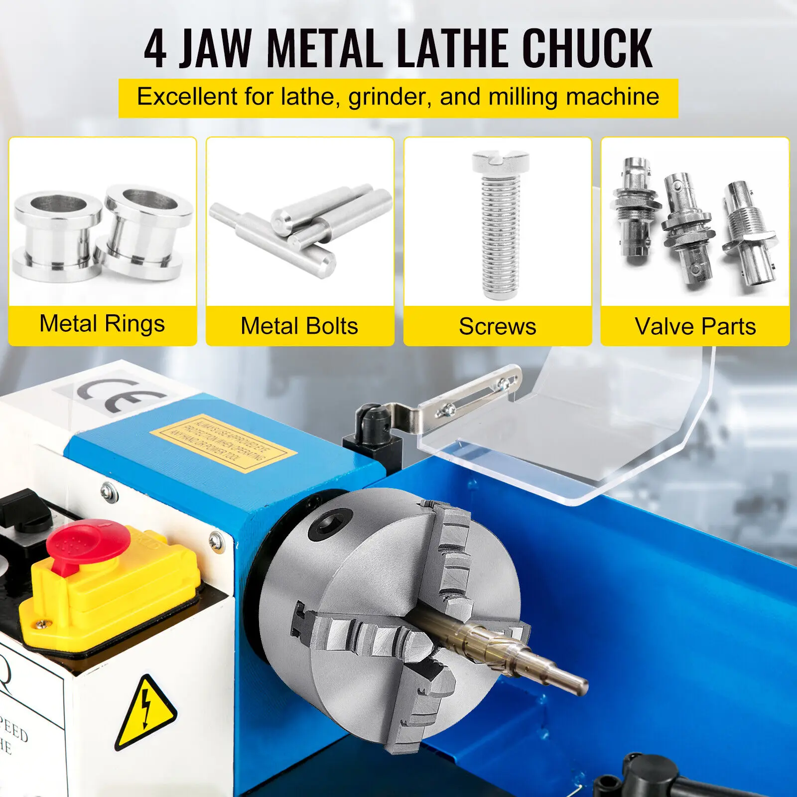 VEVOR Lathe Chuck 125mm 160mm K12-125 K12-160 4 Jaw Self-Centering Manual W/ Mounting Bolts  for Grinding Milling Lathe Machines