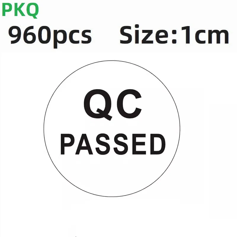 960pcs 1cm White QC PASS Paper Label Qualtity Controla Sticker Factory Product Check Mark Manufacture Processing Inspection Tag