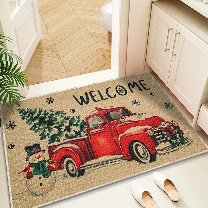 VIKAMA Best-Selling Crystal-Embroidered Christmas Rug Easy To Clean, Entry Door Foot Mat, Festive Atmosphere, Home Decoration