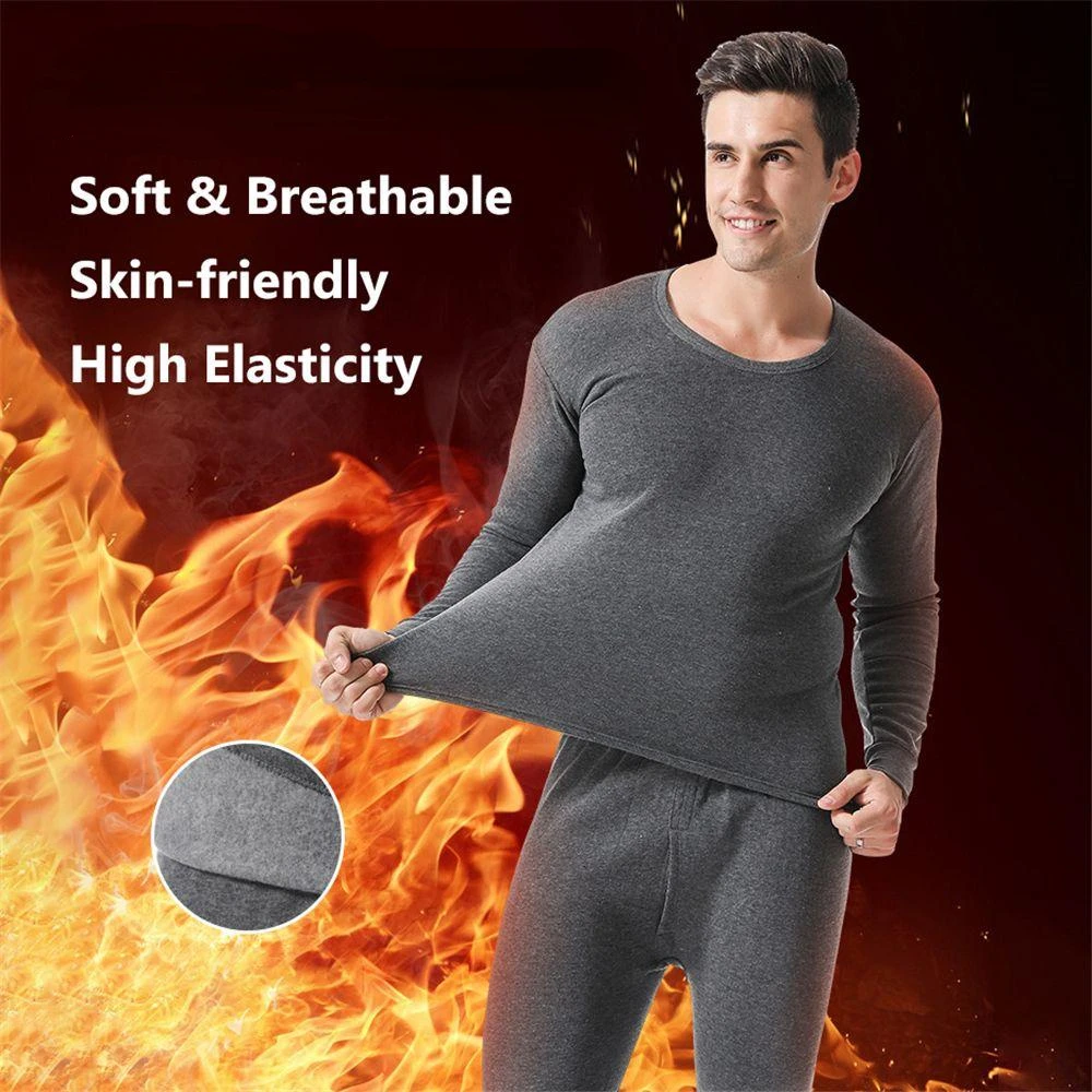 

Thermal Clothing Winter Men Thermal Underwear Set Men's Trousers + Top Cold Fleece Lined Warm Super Soft Top and Bottom Set