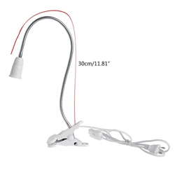 E27 35cm AC 85-265V Flexible Clip on Switch LED Lamp Holder Socket Power Cable