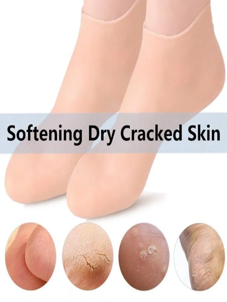 

Moisturizing Socks for Women and Men 2 Pairs Silicone Gel Socks Overnight Spa Socks Silicone Heel Sock for Repairing Dry Feet