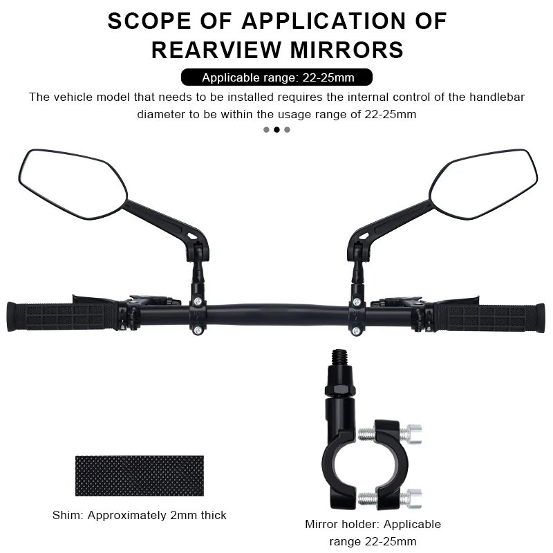 Bicycle Rear View Mirror 360° Adjustable Angles Clear Wide Range Bike Handlebar Rear View Mirror Electric Scooter Reflector