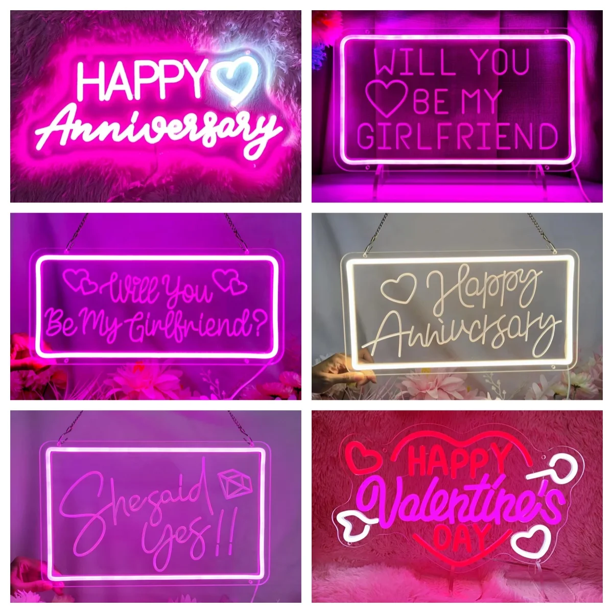 Happy Valentine's Day Neon Signs for Wall Decor,Valentine Signs for Bedroom,Valentines Day Led Lights for Wedding Girlfriend’s