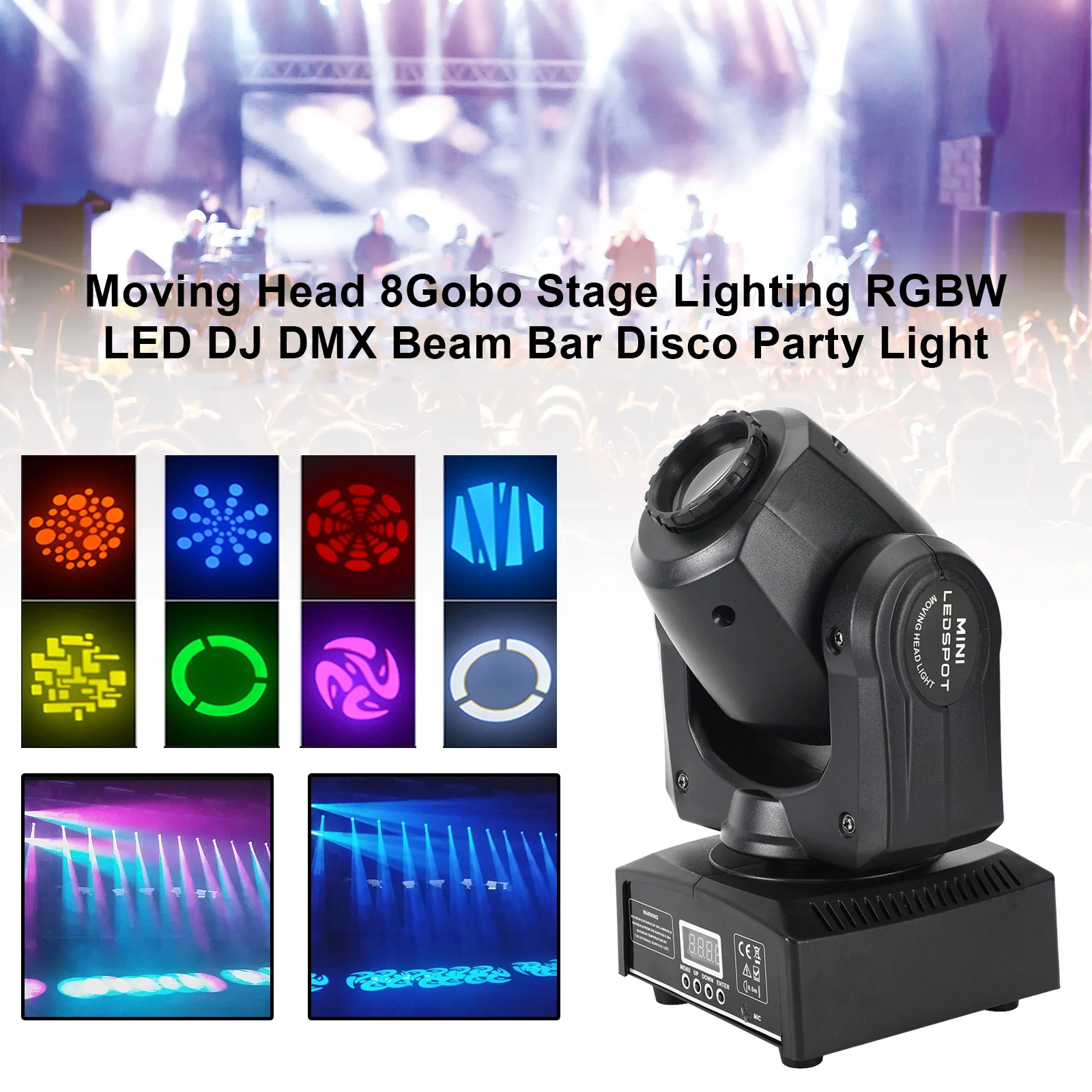 

Moving Head 8Gobo Stage Lighting RGBW LED DJ DMX Beam Bar Disco Party Light