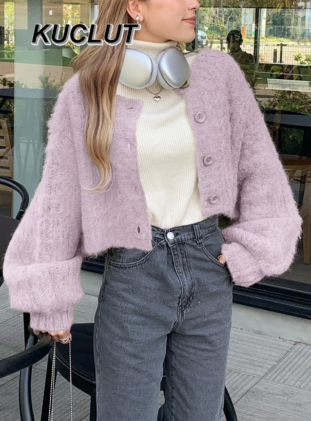 

2025 Autumn Ainter New Women's Cardigan Sweater Fashion Versatile Elegant Casual Round Neck Knitted Sweaters Top Femme