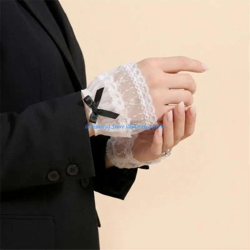 573B Trendy Lace Wrist Cuffs For Nails Photography Breathable Floral Fabric Elastic Cuffs Fashion Accessories