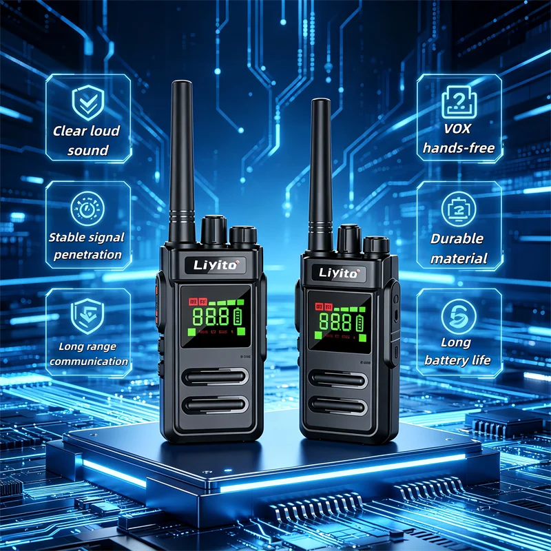 Two Way Radios Walkie Talkies LCD Screen CTCSS DCS Long Range Rechargeable 16CH Handheld for Kids Adults Camping Hiking Hunting