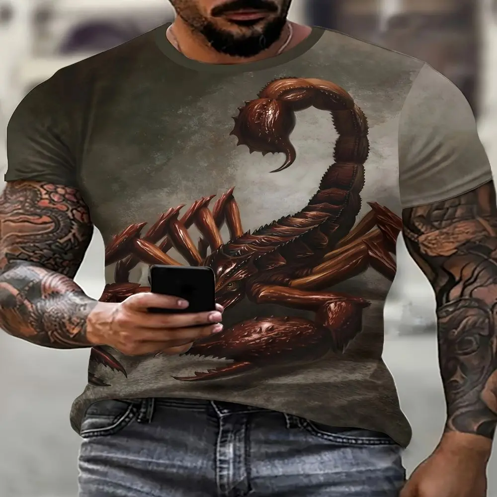 Novelty Men\'s T-Shirts Classic Animal Scorpion 3D Printed T-Shirts Short Sleeve Hip Hop T-Shirts Streetwear T-Shirts Oversized