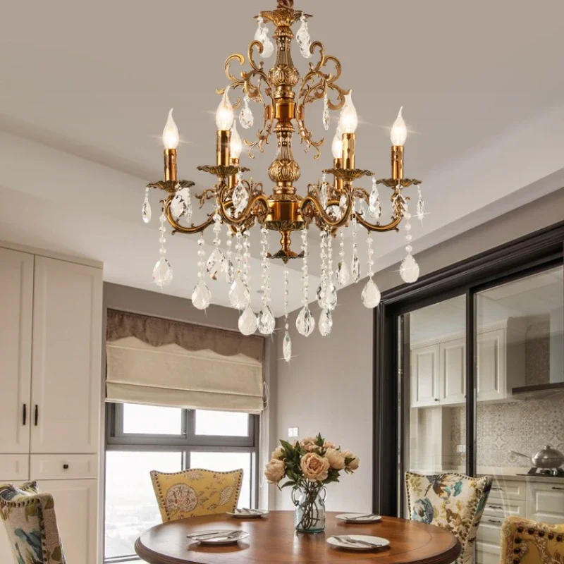 

SANDYHA Elegant European Crystal Pendant Light Chandelier for Restaurant Living Room Bedroom Study Decor LED Lighting Fixture