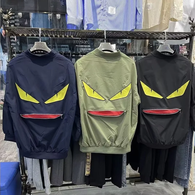 

Модный свободный бейсбольный дэт с вышитыми глазами монстра, мужской универсальный джет на весну и осень, повседневное пальто с подставкой...