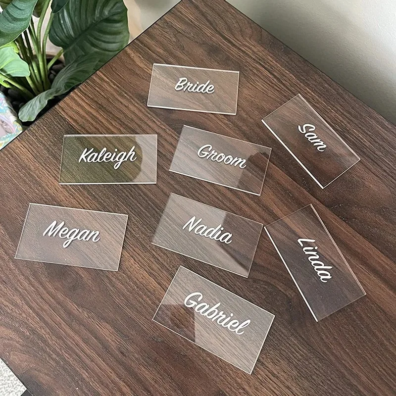 10/30Pcs Clear Acrylic Table Place Card Wedding Blank Rectangle Seating Cards Sign Guest Names Tag Birthday Party DIY Decoration