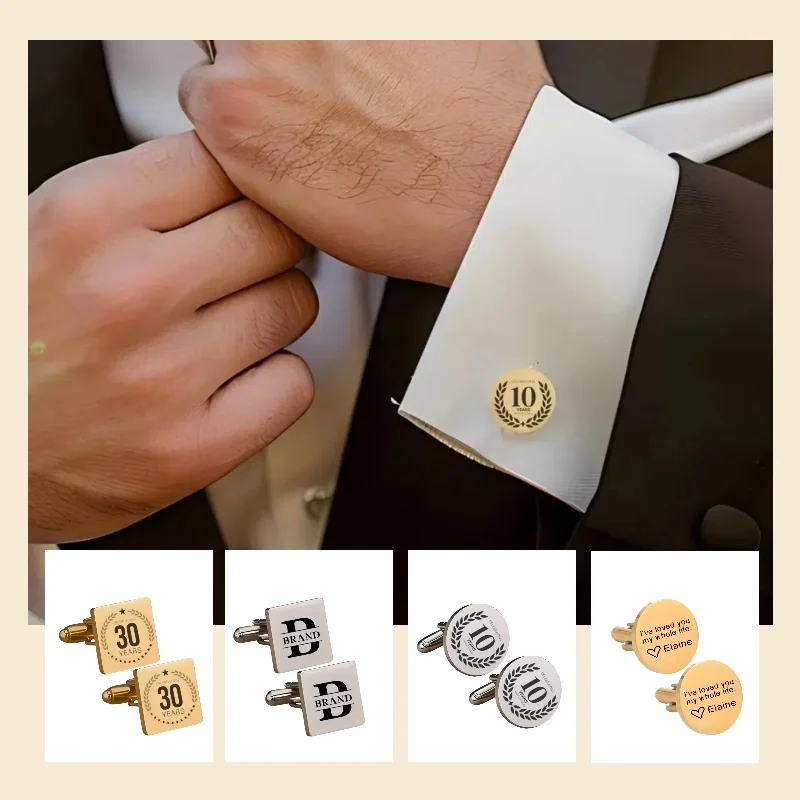 

Personalized Cuff Links Wedding Gift for Husband Custom Aniversary Cufflinks Cuatom Name Letter Cufflinks Father's Day Gift