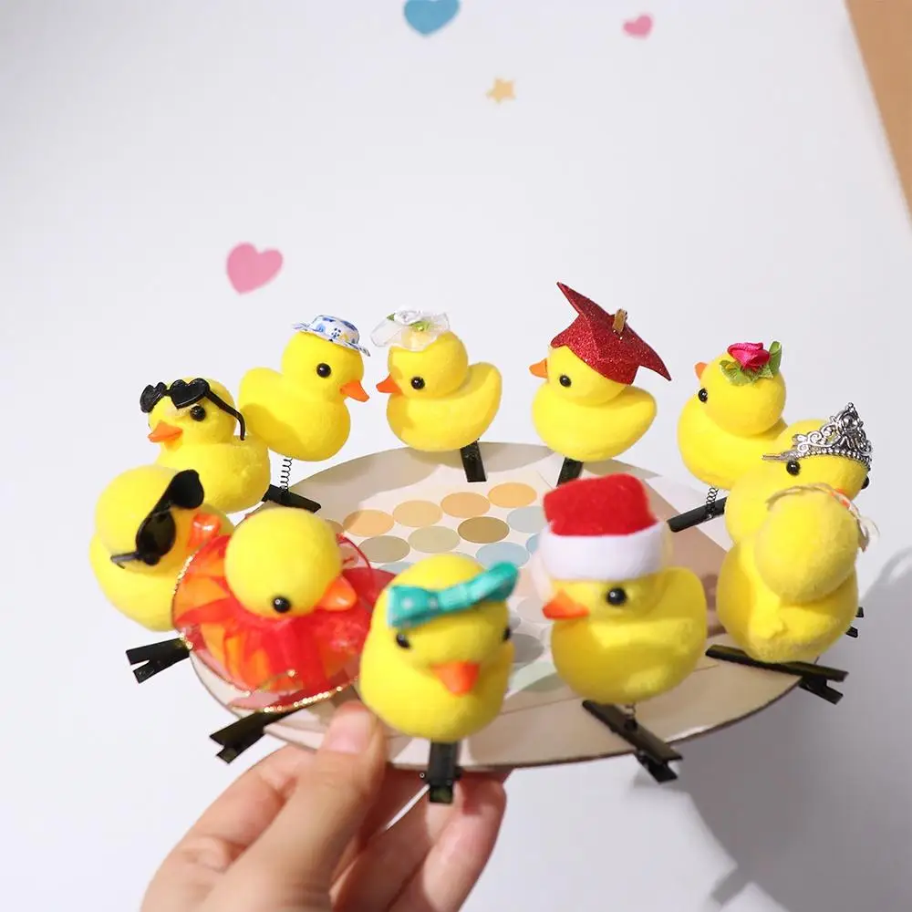 Personality Flower Duck Hair Clips Plush Cap Chicken Side Barrettes Funny Korean Style Cartoon Duckbill Clips Party