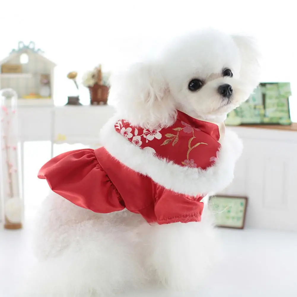 

Cute Pet Clothes Fashionable Pet Clothing Stylish Dog Cat Tang Suit Costumes Exquisite Details Button Closure for Festive New