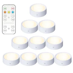 Battery Powered Night Light Smart Remote Control Cabinet Light Dimmable Warm/White Light Kitchen Light Closet Aisle Stairs Light