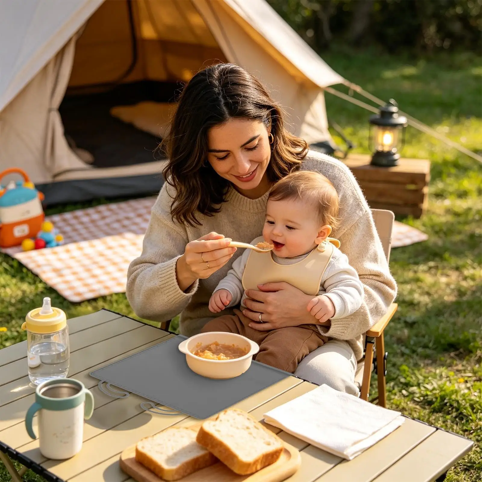 Children's Placemat Children Square Silicone Food Feeding Pads Kids Washable Placemat For Picnic Home Kitchen Restaurant