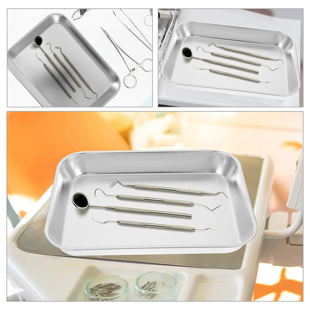 

3pcs Stainless Steel Serving Tray Multi-Function Dessert Plate Cold Dish Storage Tray For Kitchen Party Wedding