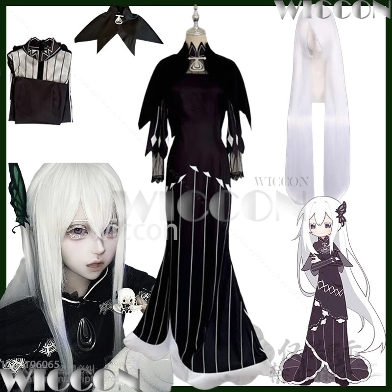 

Echidna Cosplay Re:zero Anime Re:Life In A Different World From Zero Carnival Witch Black Uniform Cape Gothic Dress Customized