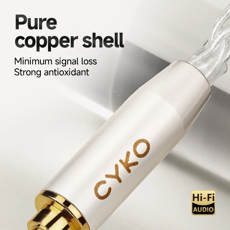 CYKO قسط 4N الفضة النقية 3.5 مللي متر Aux كابل الصوت النحاس النقي مطلية بالذهب TRS/TRRS التوصيل لمكبرات الصوت الكمبيوتر