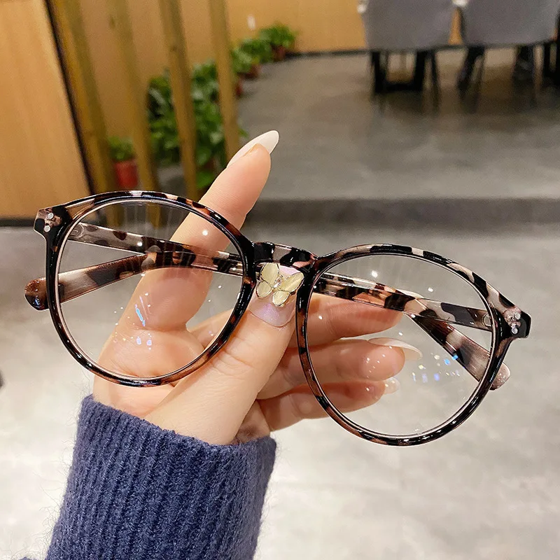 Gafas de miopía para mujer, gafas graduadas con montura de leopardo, gafas antiluz azul para ordenador, gafas de estilo coreano con montura grande, 2022