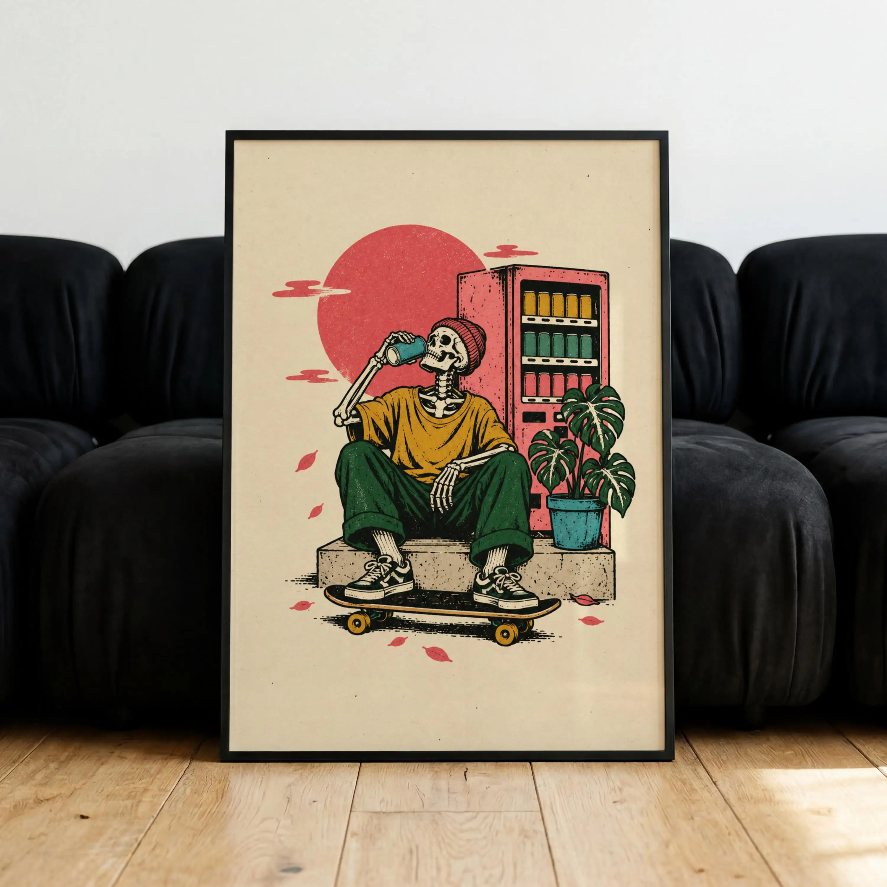 Skeleton Music Karaoke Vinyl Record Player Posters Ramen Street Modern Prints Canvas Painting Wall Art Pictures Home Room Decor