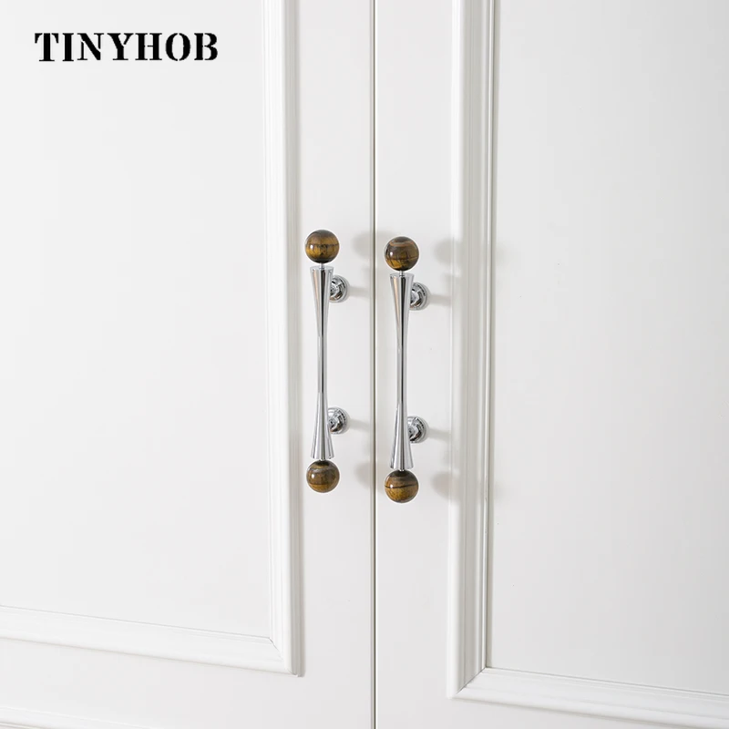 Tinyhob Luxury /Brass+ Ball Crystal Cabinet Knobs Cupboard Handles Furniture Hardware Drawer Pull Kitchen Accessories 128mm