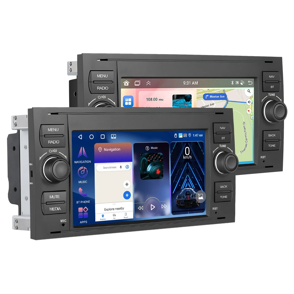 Podofo 7-calowe radio samochodowe 2Din z CarPlay i Androidem do Transit, Fiesta, Focus, Galaxy, Mondeo, Fusion, Kuga, C-Max, S-Max, nawigacja GPS, FM, RDS — 2