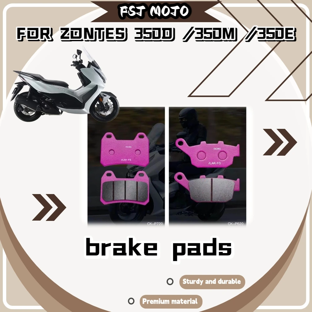 For ZONTES 350D/350M/350E Ceramic Brake Pads Vent Groove & Stable Friction Slow Thermal Fade On All Mixed Road Trips