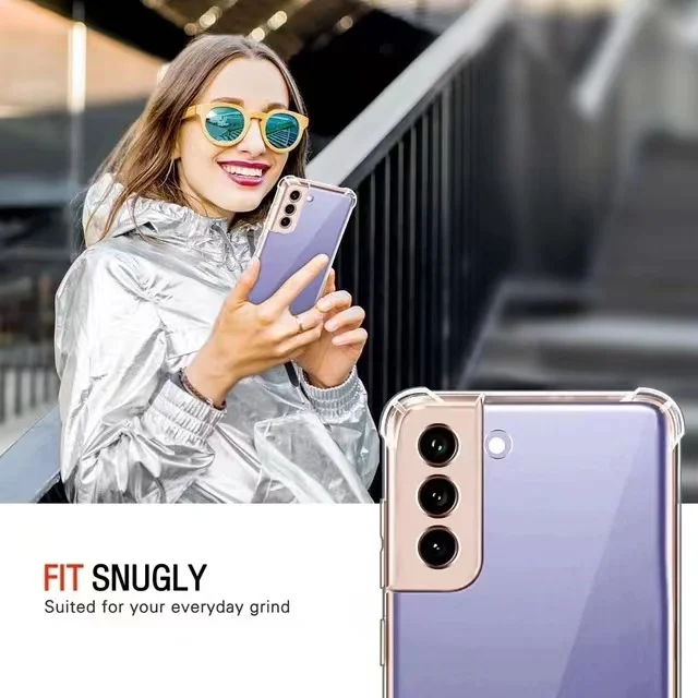 Anti-Stoßfeste, transparente Silikonhülle für Samsung Galaxy S21 S21FE S22 S23 Plus Note 20 Ultra S20 S21 FE 5G Rückseite Schutzhülle – Detail 2