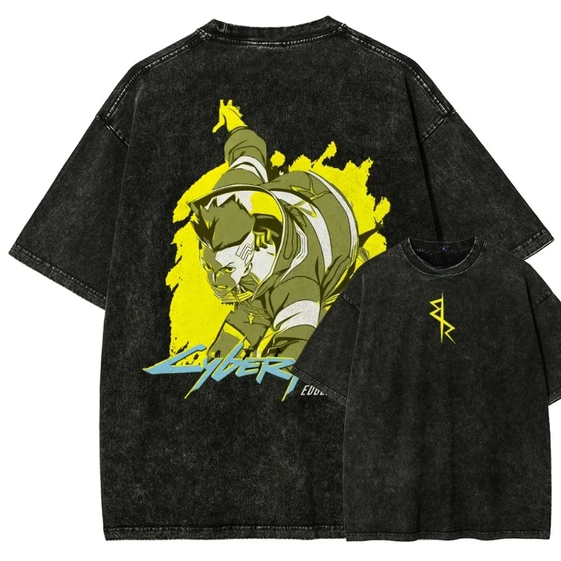 

Футболка мужская мода большого размера, новая хлопковая футболка с короткими рукавами и шортыми рукавами, круглый вырез, стиль для пары, уличный киберпанк