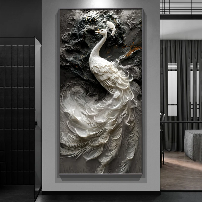 /Peacock Chinese Style Draw Fashion Interior Save Space Big Size Salon Events Party Portrait Luxury Estante Ornaments Home Decor