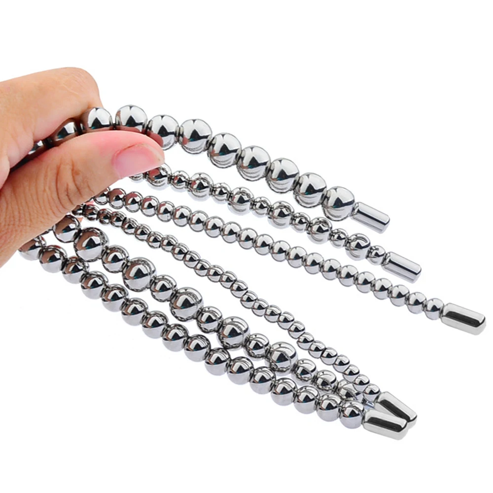 Super Long Stainless Steel Beaded Urethral Sound Catheter Penis Plug Metal Dilator Horse Eye Stimulation Adult Sex Toys for Men