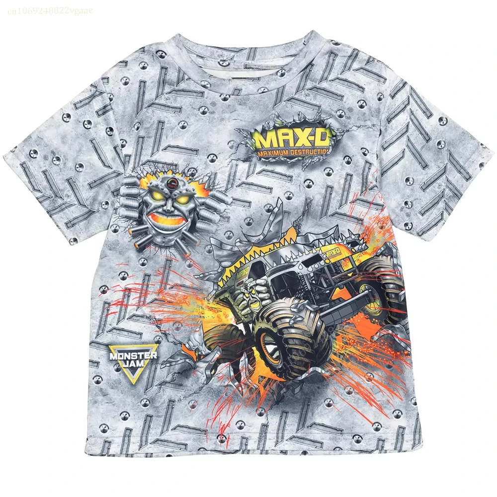 Summer Monster Trcuk Men T Shirt Kids Boy Tee Jam T-shirt Oversized Costume Short Sleeve Tops Children's Girls Car  Men Clothing