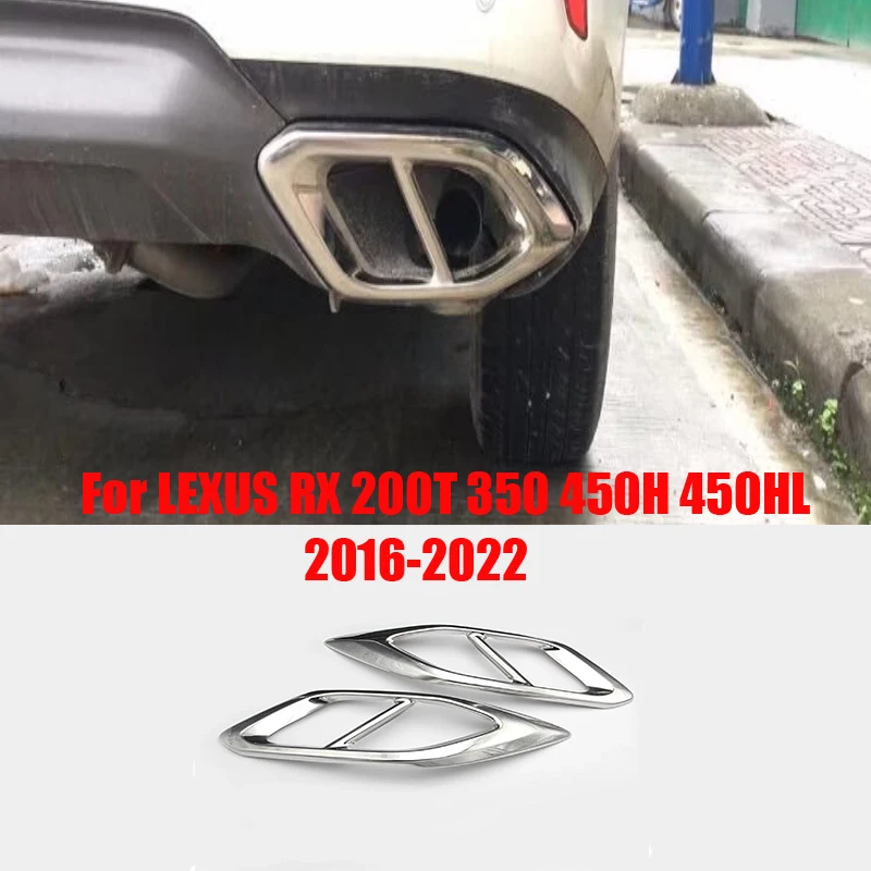 For LEXUS RX 200T 350 450H 450HL 2016-2022 ABS Chrome Rear Exhaust Muffler Tail End Pipe Cover Trim Auto Accessories