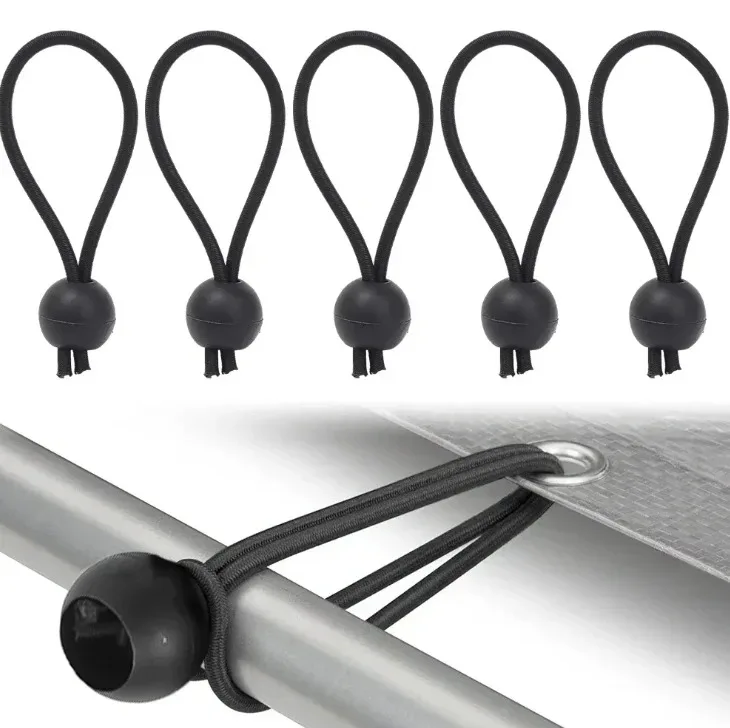 Multi-functional Elastic Tent Fix Cords Black Ball Bungee Loop Strap Tarpaulin Canopy Fixed Rope Outdoor Camping Tent Accessorie