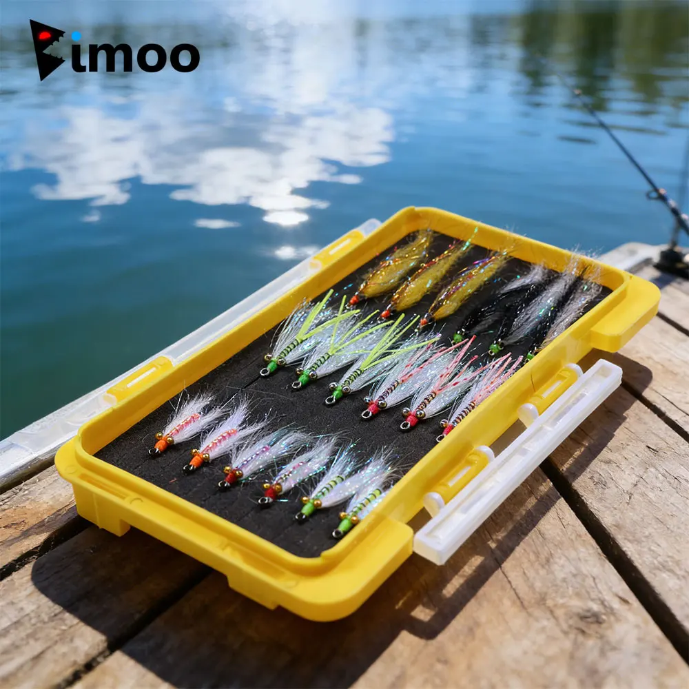 Bimoo Kit de 18 Moscas con Cabeza de Cadena y Ojos, Crazy Charlie Fly, Ojos de Pez 3D de Epoxi, Señuelos de Pesca para Minnow, Streamer, Trucha, Lubina y Salmón