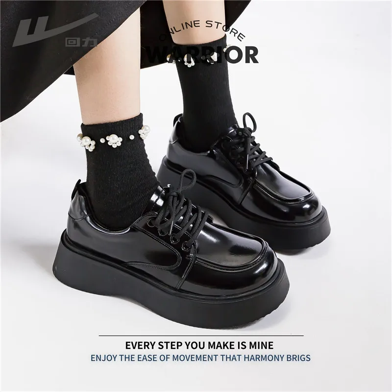 British College Style Women's Shoes New Thick Bottom Hundred JK Single Shoes Black Mary Jane Loafers Small Leather Shoes