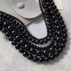 Vintage 4/6/8mm Beads Choker Necklace Black Pearls Necklace Pearl Choker Necklaces Jewelry Gift Women Unique Clavicle Chain