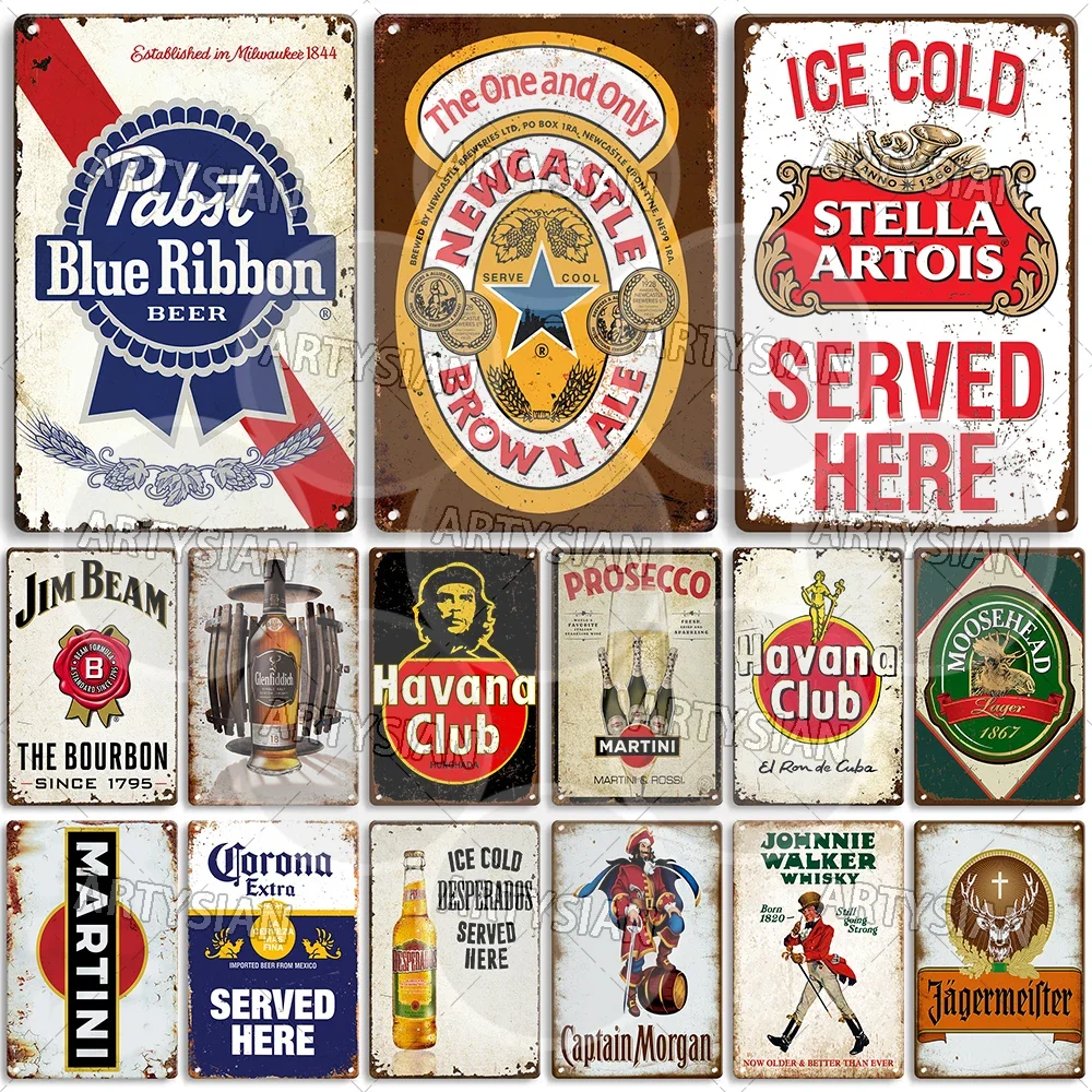 Bar Pub Cafe Wall Decor Retro Metal Plaque Drink Decor Drinkin Beer Ads Metal Sign Stella Artois Newcastle Brown Ale Desperados