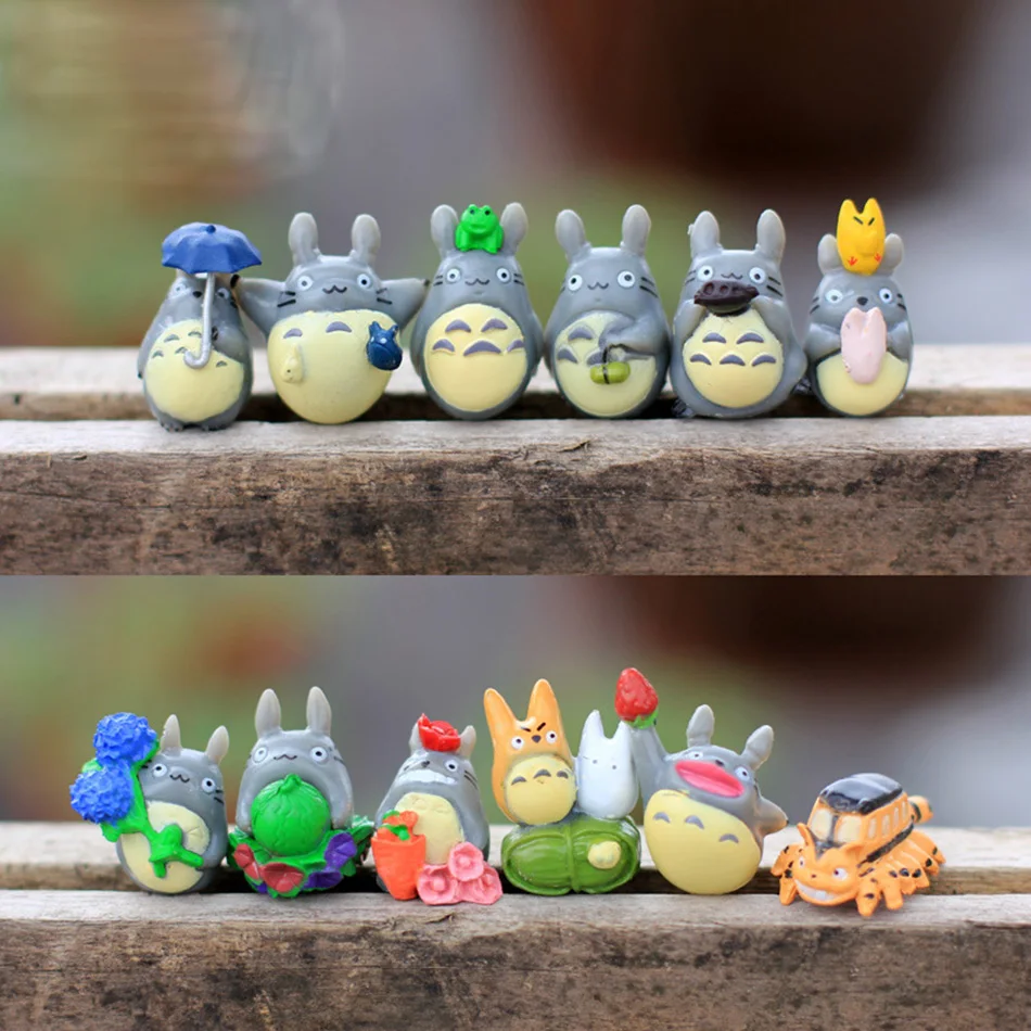 12-teiliges Set Totoro-Figuren Mini-Statuen Niedliche Mikro-Landschaft Auto-Ornament Miyazaki Hayao Serie Kindergeschenk Dekorative Sammlerstücke – Detail 2