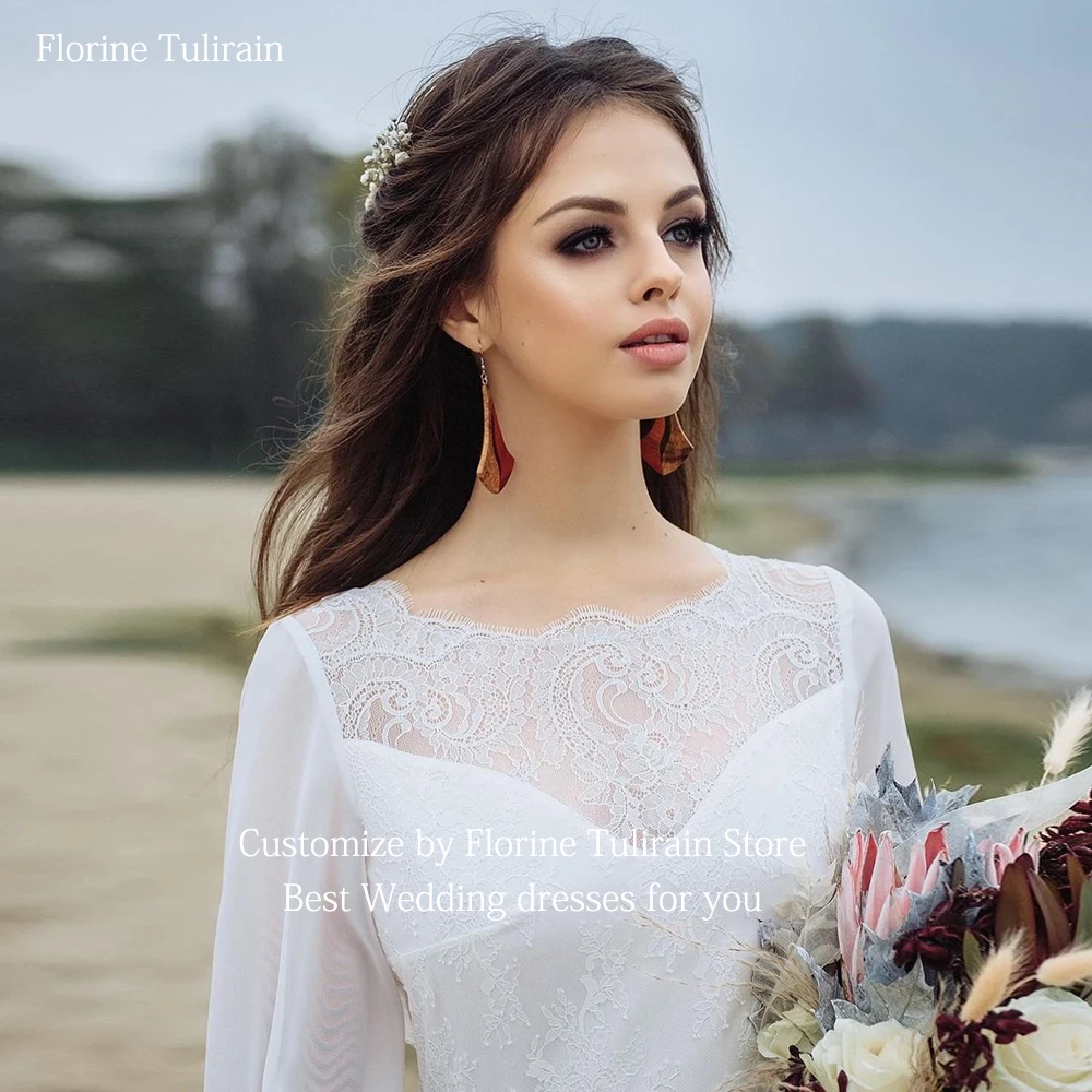 Bespoke Robe De Mariée with Sexy High Split Elegant Puff Sleeves A-line Floor-Length Court Train Wedding Dresses for Brides 2023