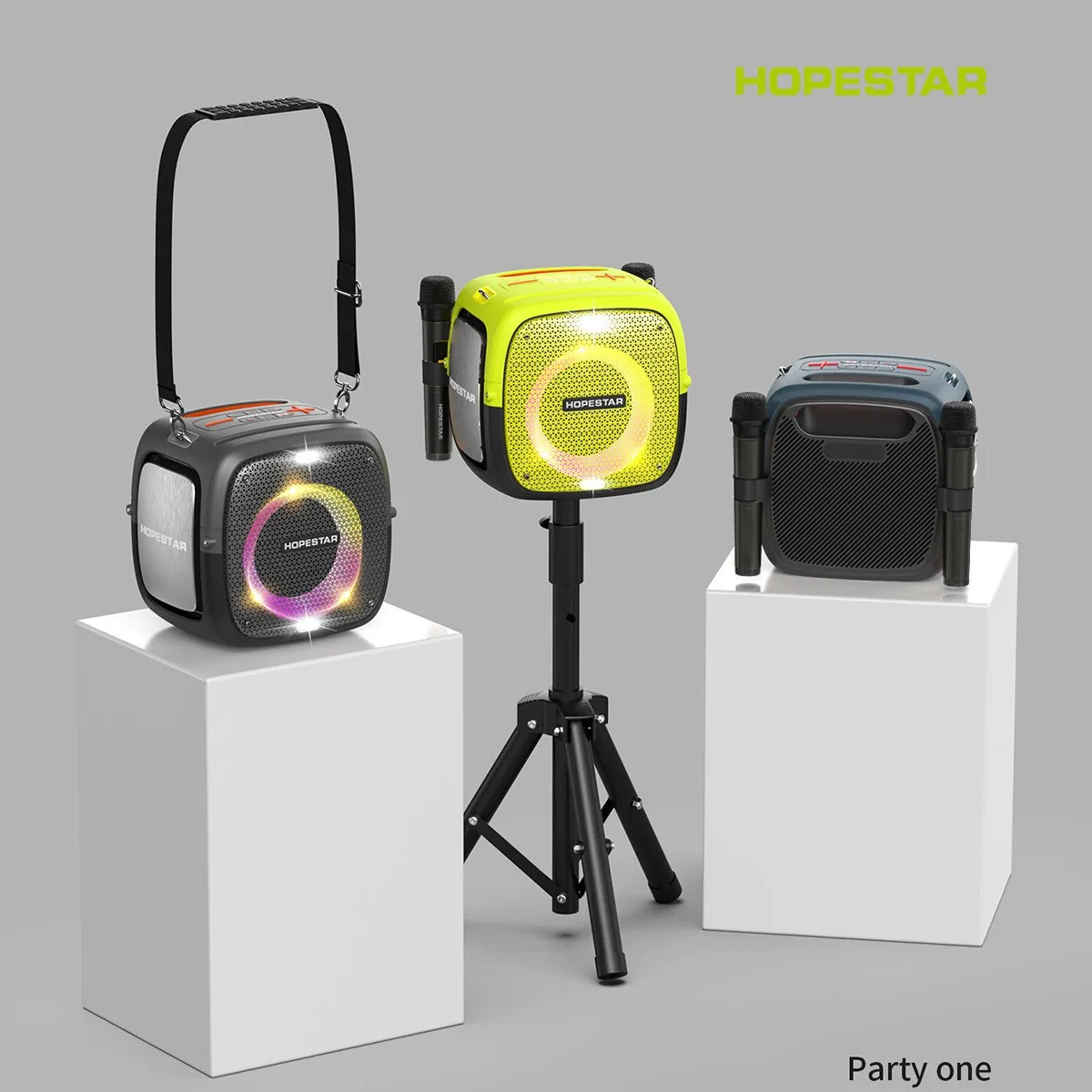 High Quality HOPESTAR Party One RGB Lighting Wireless Speaker Portable Flashing LED Outdoor Smart Waterproof Speaker With Mic