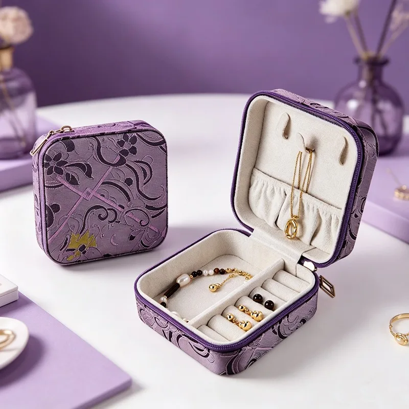 Mini Jewelry Holder High-End Travel Jewelry Box Portable Jewelry Case Soft Velvet For Gifts Travel Daily Commuting