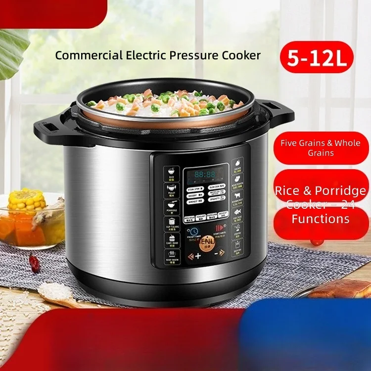 Electric Pressure Cooker 6-12L, Multi-Function Rice Cooker, Smart Programmable, Home Commercial Use, 10-in-1 Kitchen Appliance