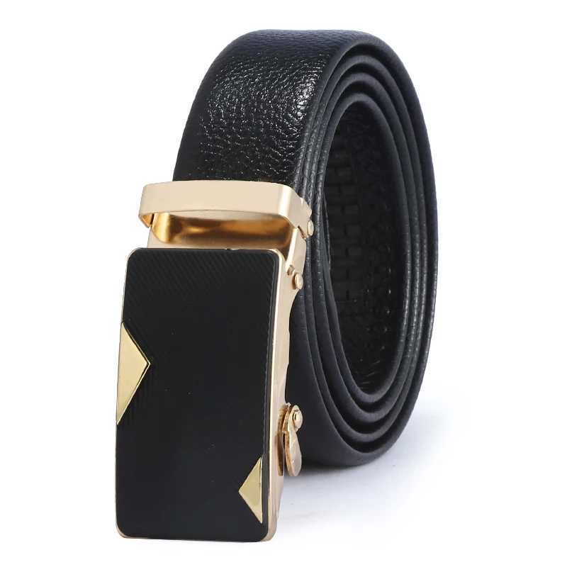 Cheap Men Belt Metal Brand Automatic Buckle Leather High Quality Belts for Men Business Work Casual Strap