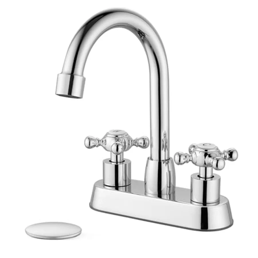 

4 Inch Centerset Bathroom Faucets Double Cross Handle Bathroom Sink Faucet Deck Mounted Vintage RV Farmhouse Vanity Basin Mixer