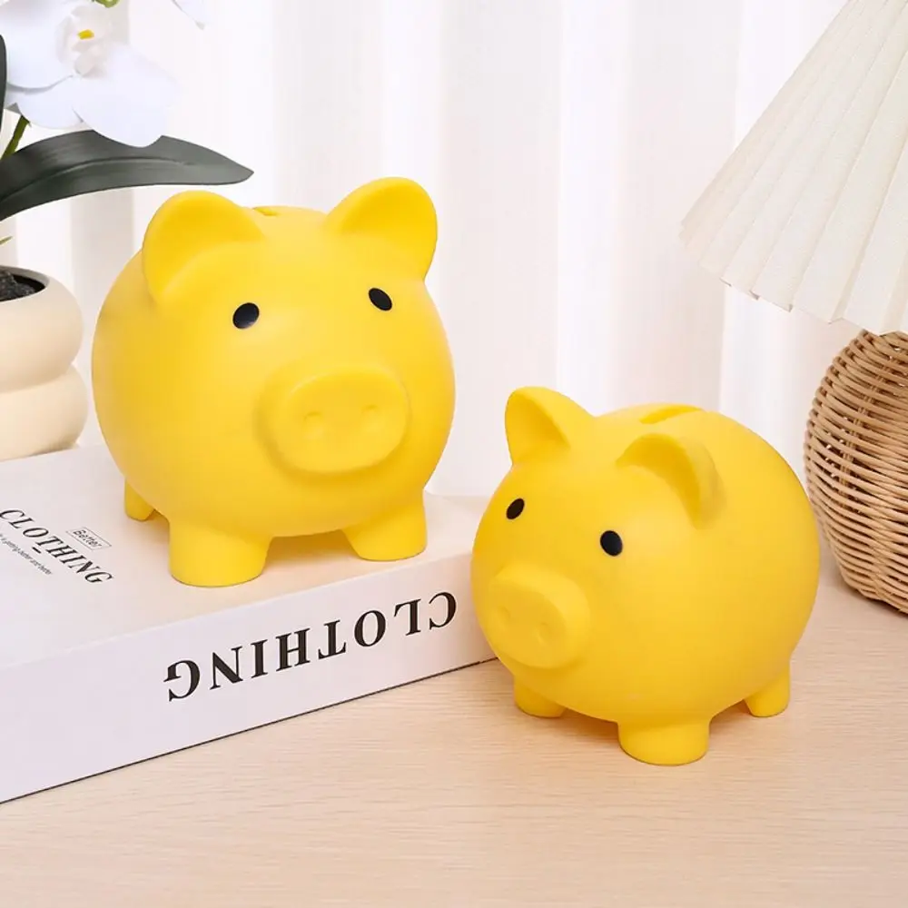Salvadanaio di maiale di cartone animato Salvadanaio di capacità sufficiente Scatola di risparmio di denaro di maialino di cartone animato Stile macaron Ornamenti creativi per il desktop di maialino